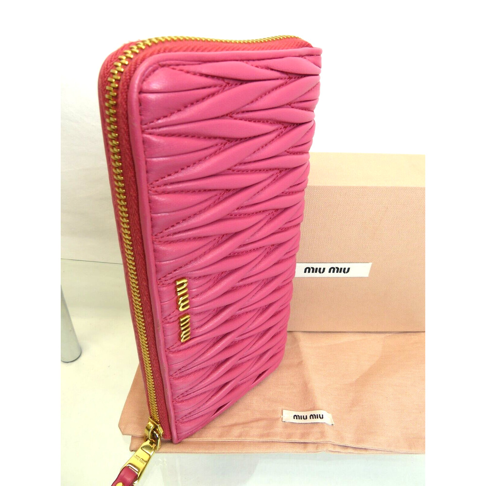 New Miu Miu Pink Peonia Matelasse Lux Leather Zip… - image 4